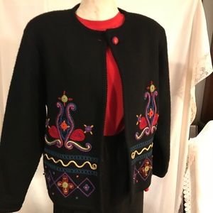 Vintage Doncaster heavy black wool sweater, size small